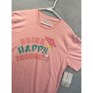 Live Outside the Limits T-Shirt womens L Pink Drink Happy Thoughts Graphic Tee